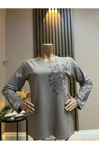 Women's Middle-Aged and Older Women's Embroidered Winter Mother's Combed Cotton Blouse