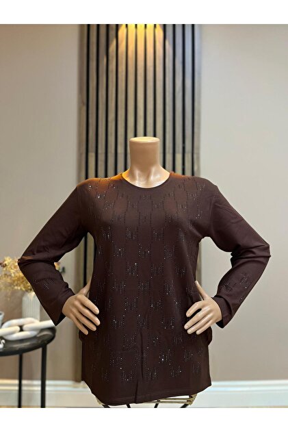 Women's Middle-Aged and Above Stoned Winter Mother Combed Cotton Blouse