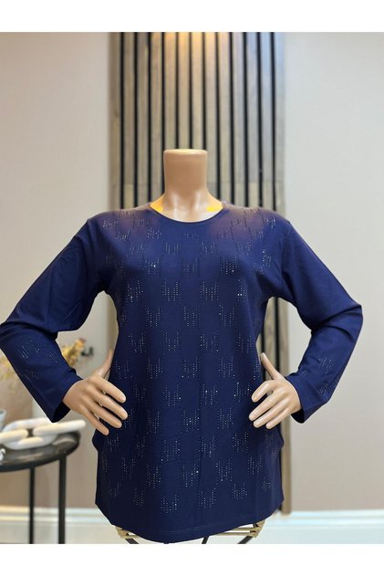 Women's Middle-Aged and Above Stoned Winter Mother Combed Cotton Blouse