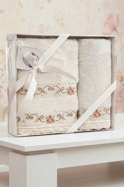 GÜLİN BUKLE NAK.DAN. KUTULU SET EKRU 50X90-30X50