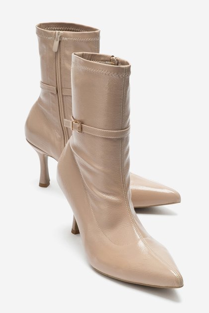 Andora Women's Crinkled Patent Leather Heeled Boots