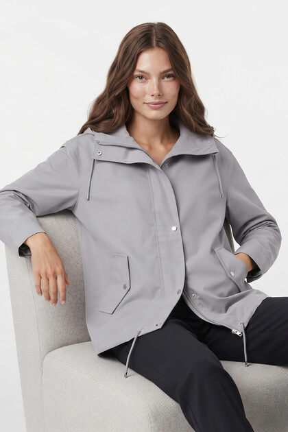 Gray Hooded Lined Jacket
