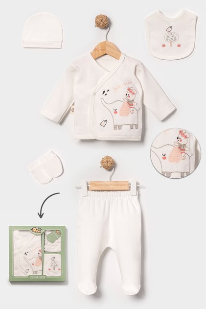 100% Cotton Elephant 5-Piece Hospital Discharge Newborn Set