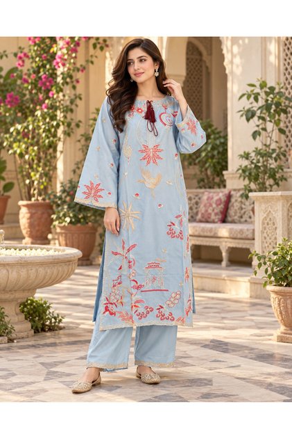 Mehfil Cambric Cotton 2-Piece Collection with Flapper Trouser