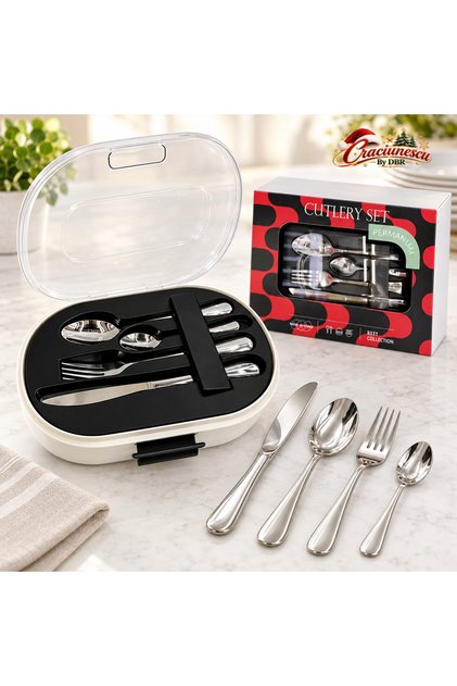 Set Tacamuri 24 Piese din Inox, Design Elegant pentru Masa Festiva -