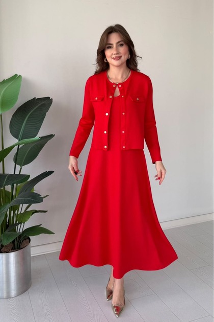 Snap Button Cardigan Dress
