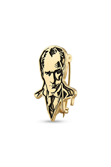 Bronz Otantik Takı Aksesuar Atatürk Portreli Yaka İğnesi Broş