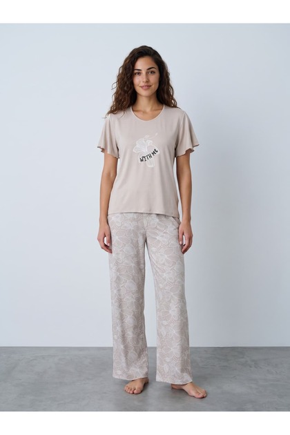 Agate Yarım Uzun Pamuklu Pijama Takımı
