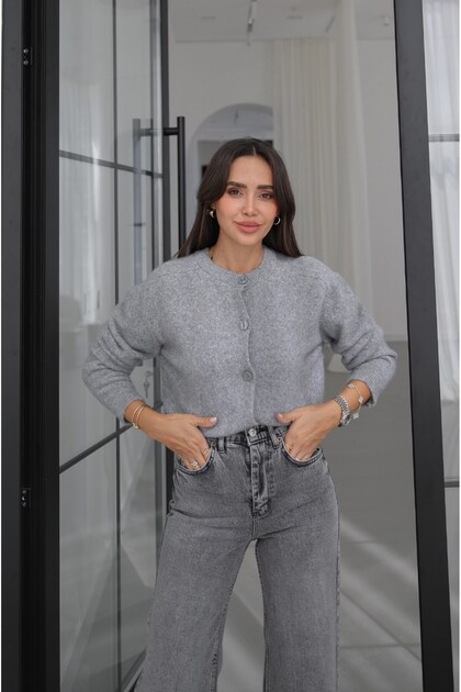 Grauer Ilya Strick-Cardigan mit weicher Textur