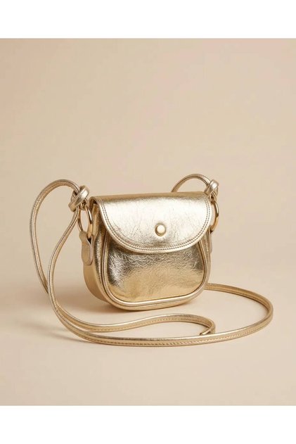 Women's Mini Shoulder Bag with Cross Strap and Gold Detail, Stylish Daily Bag