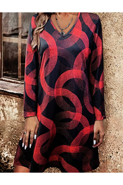 Rochie scurta, rosu/negru