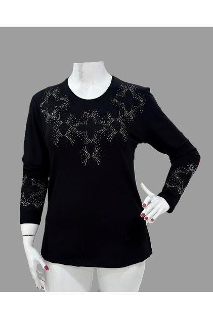 Women's Luxury Stone Embellished Mother Clover Blouse- New Season- Winter 2026