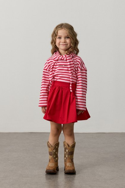 Pleated College Skirt Red