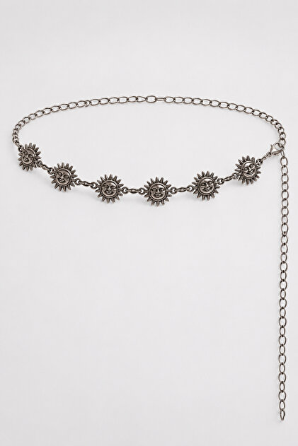Sun Motif Metal Chain Belt Lkm0008 Silver