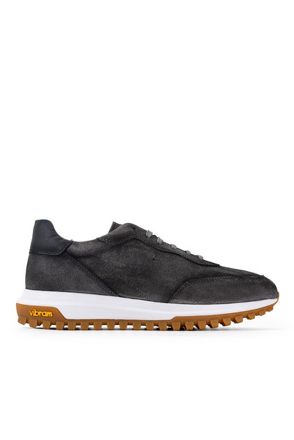Men's Genuine Leather Gray Sneakers & Sports Shoes