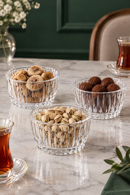 Set of 6 Glass Bowls, Transparent, 10X5 cm