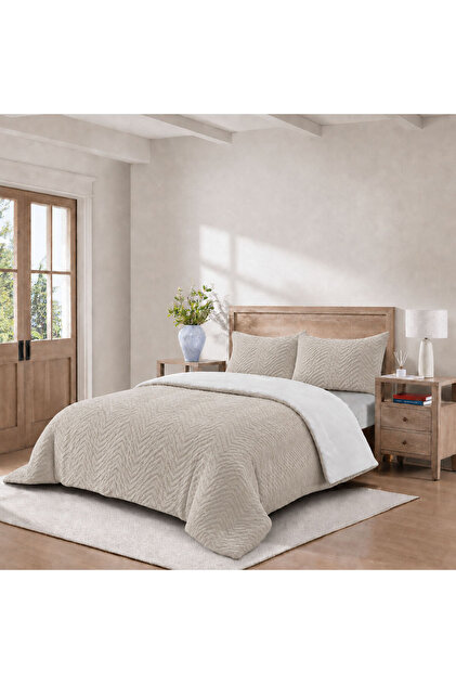 Chevron Comforter | Winter Double Fur Quilt Set 3 Piece Set