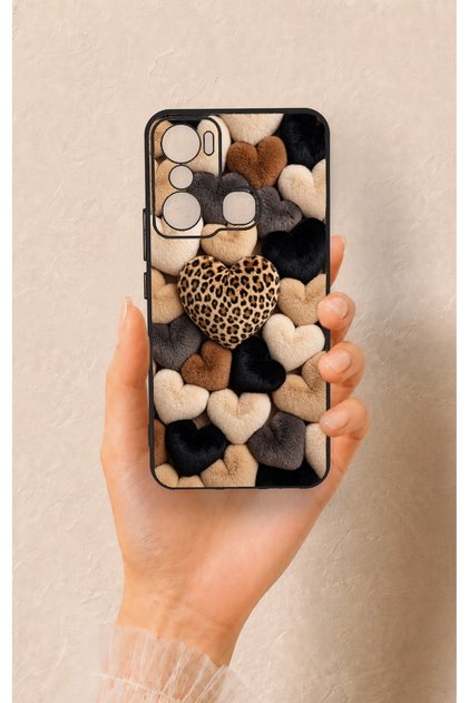 Infinix Hot 20I Compatible Heart Fur Pillow Pattern Silicone Case