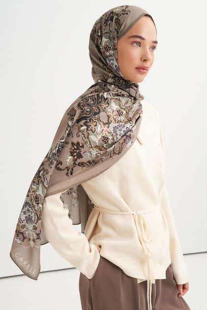 Bellora Pattern Reniva Tensel Shawl Milk Coffee