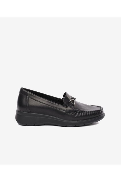 Women's Black Genuine Leather Comfort Shoes 5K2Fa32690