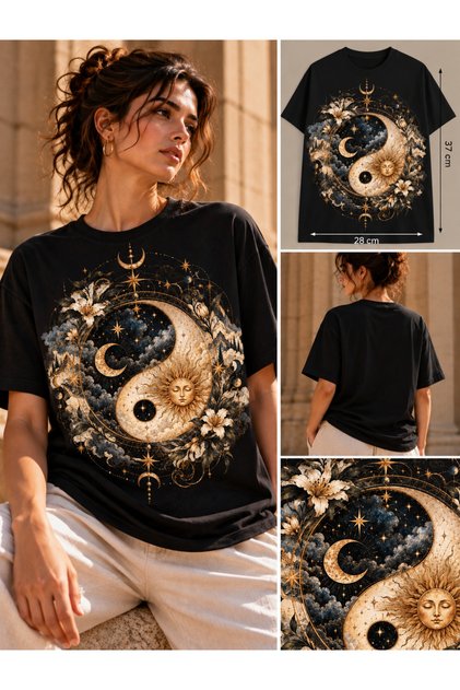Yin Yang Sun Moon T-Shirt | Balance & Wholeness | 100% Cotton
