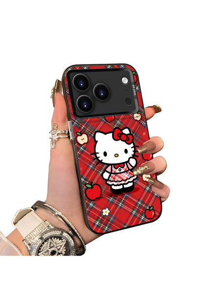 iPhone 18 Pro Max Compatible Silicone Edge Hard Back Case Kitty Pattern Couple Phone Case