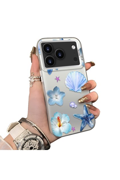 For iPhone 17 Pro Compatible Silicone Edge Hard Back Case Sea Star Pattern Phone Case
