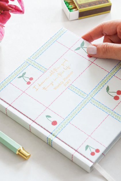 2027 Year Square Weekly Agenda 15X15 cm Cherry