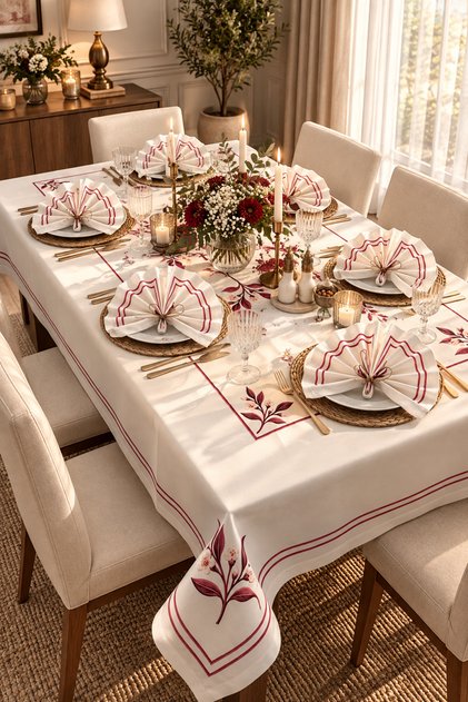 12-Person Dining Set Lavinia Pattern Printed Gardenia Fabric
