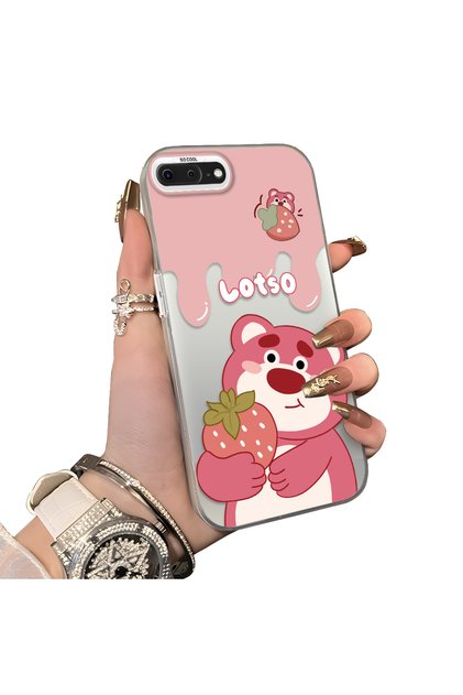 iPhone 8 Plus Compatible Silicone Edge Hard Back Case Lotso Patterned Lovers Couple Phone Case