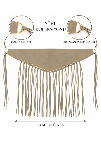 Women's Suede Tassel Corset Belt - Western Boho Style Tie-Back Waist Belt
