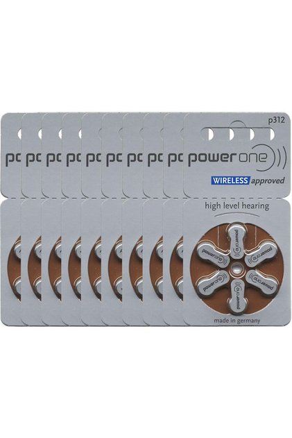 Power One Mercury-Free Hearing Aid Batteries Size 312 (One Pack (60 Batteries))