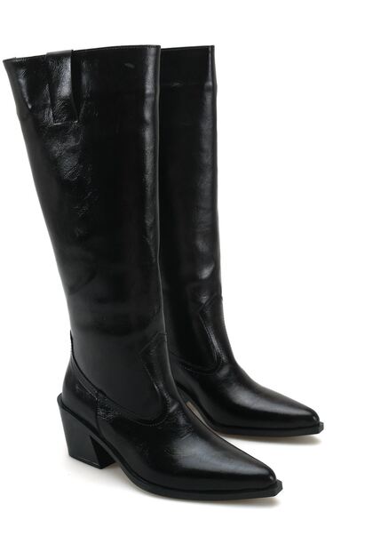 Women's Vento Low Heel Cowboy Boots - Black-Patent Leather