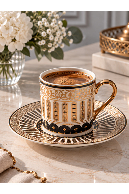 6-Person Porcelain 24K Marrakech Coffee Cup