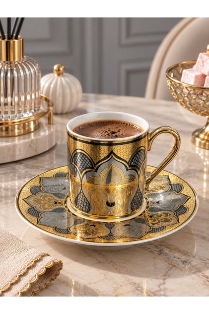 6-Person Porcelain 24K Mavera Coffee Cup
