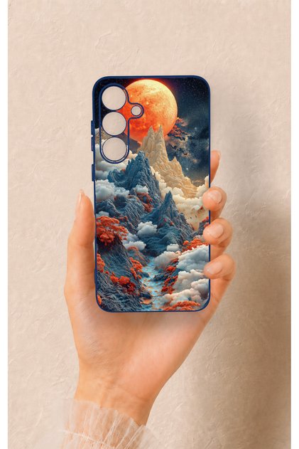 Samsung S25 Plus Compatible Red Moon Patterned Silicone Case