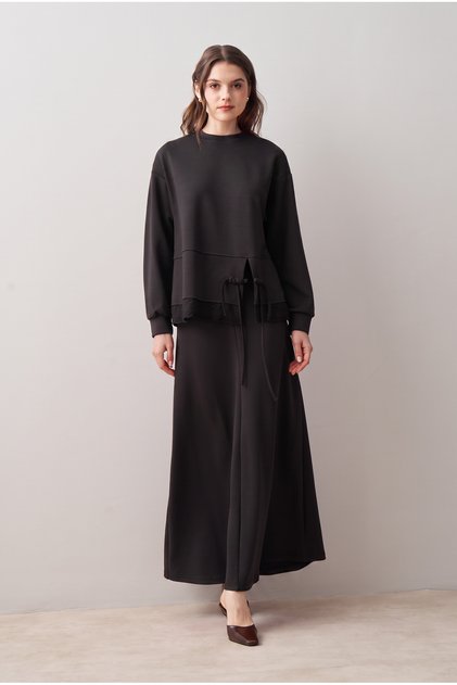 Soft textured slit scalloped hem set
