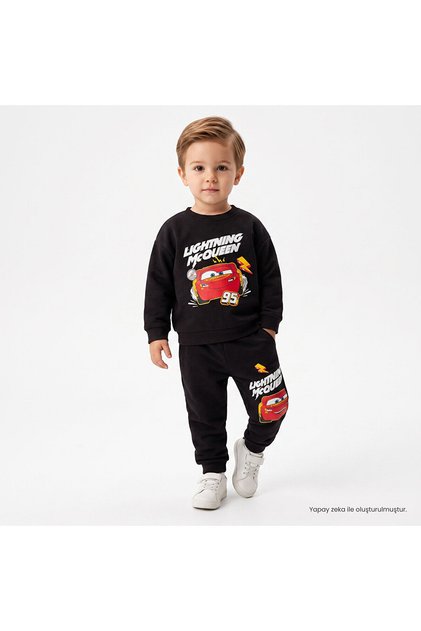 Erkek Bebek Lisans Eşofman Takımı Lisans Baskılı Bisiklet Yaka Long Sleeve Lastikli