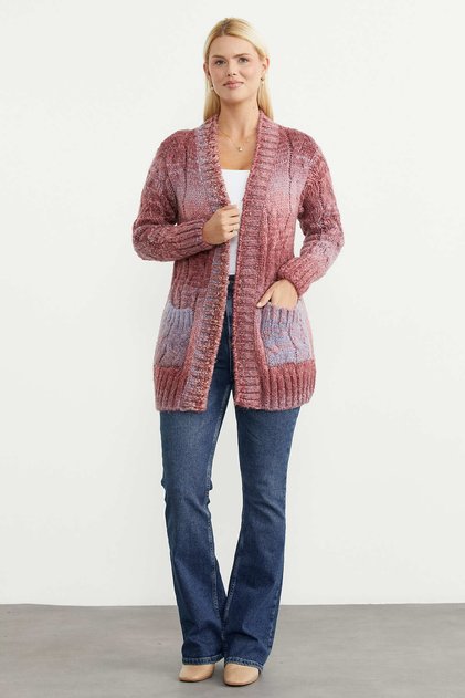 Women's Wool Knitwear Jacket - Pink