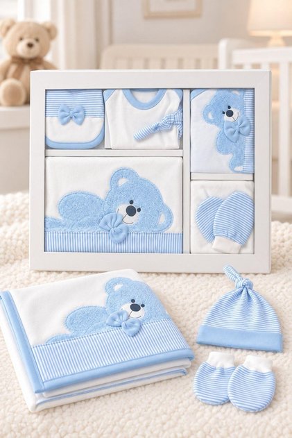 Baby Boy Teddy Bear Embroidered Newborn Hospital Discharge 10-Piece Bodysuit Set Boxed Yhç0202