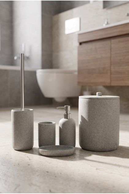 JHN-09344 Gri Laduree Collection 5'Li Banyo Set