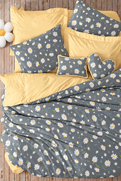 Elastic Sheet Duvet Cover Set Double Size Honey Gray