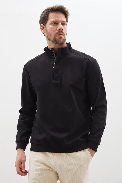 Original Printed Half-Zipper High-Neck Sweatshirt