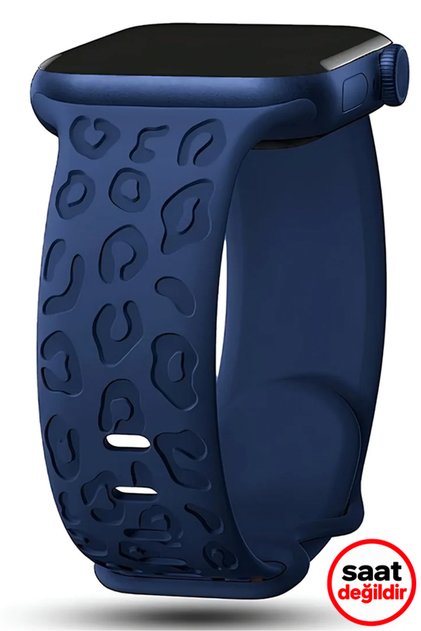 Apple Watch 12-11-10 42mm 5 6 7 8 9 Se Uyumlu 38 40 41 mm Leopar Desenli Silikon Kordon
