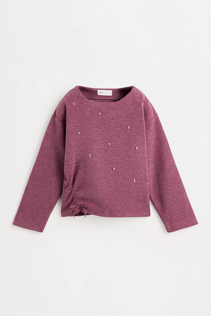 KIZ ÇOCUK Kesim detaylı, aplikeli sweatshirt
