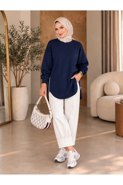 Prime Yandan Fermuarlı Oversize Sweat - Lacivert