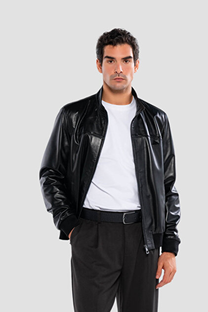Men's Genuine Leather Black Leather Coat