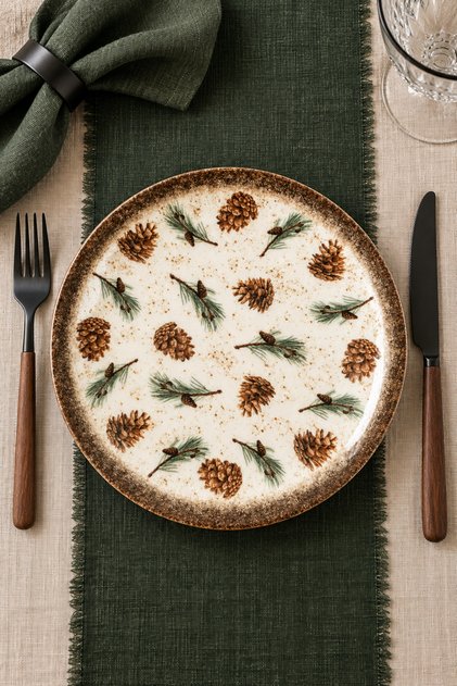 Cone Patterned 6-Piece Cake Plate Set 20 cm Porcelain - New Year's Breakfast Dessert Plate