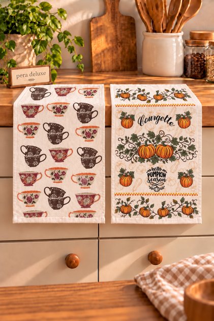 Kitchen Towel Printed 30X50 2 Pieces Drying Cloth Hand Towel