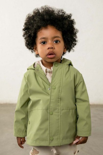 Baby Boy 1-4 Years Old Fleece Waterproof Raincoat Green